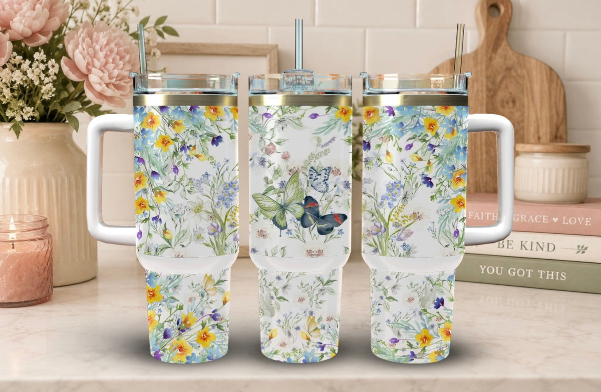 Floral Butterflies Tumbler