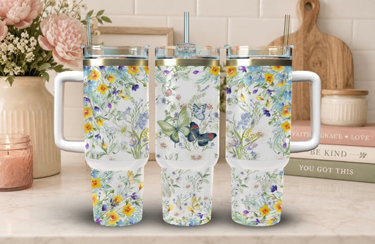 Floral Butterflies Tumbler