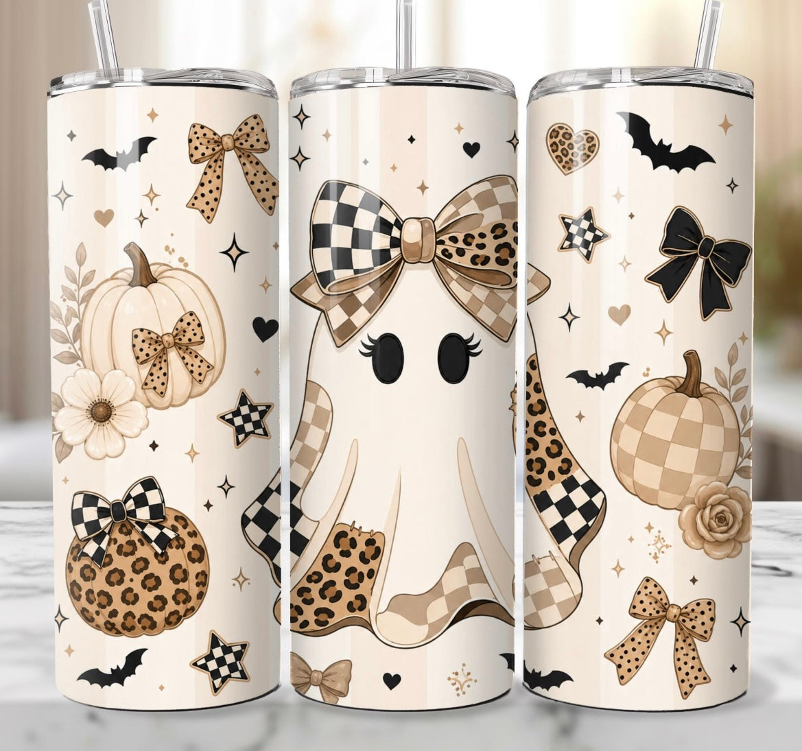 Leopard Checkered Ghost Tumbler