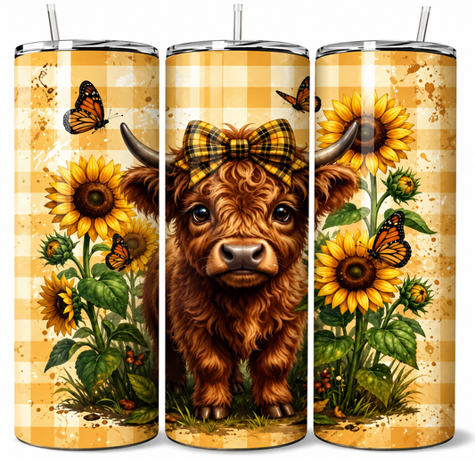 Highland Cow & Sunflower Tumbler