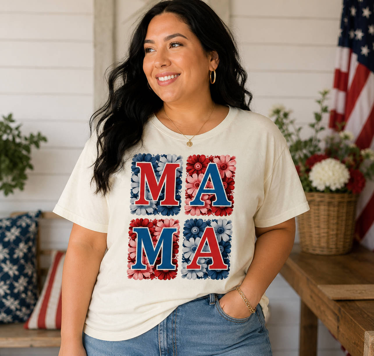 Patriotic Floral Mama